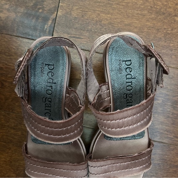 Pedro Garcia Decima Satin Platform Sandals in Metallic Rose, Size US 7/EU 37 - Picture 9 of 14